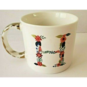 Opalhouse Monogram Initial Alphabet Mug Letter H Floral Bloom Gold  AGED Handle
